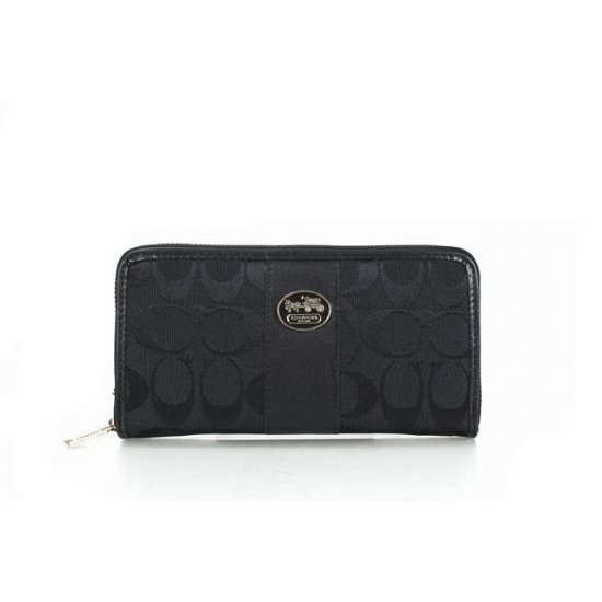 Coach Zippy Logo Signature Small Black Wallets FES  Coach Zippy Logo Signature Small Black Wallets FES